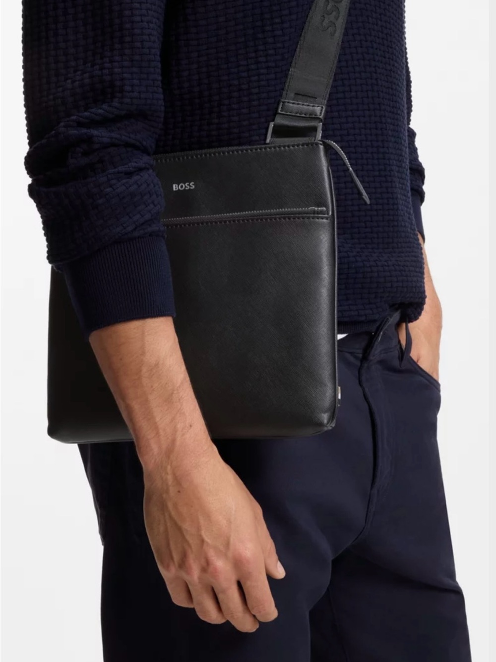 HUGO BOSS - UNISEX ENVELOPE BAG WITH FOIL-PRINT LOGO in BLACK, NWT